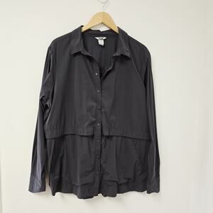 Duluth Trading Jacket Size XL Womens Throwin Shade Snap Front Gray Shirt Shacket